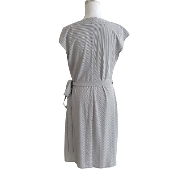 Athleta Newport Wrap Dress City Stripe Black/Sea Salt Medium - Picture 6 of 13